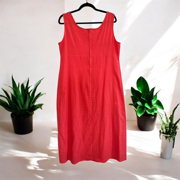 Vintage K-Studio 2 Piece Maxi Dress & Jacket Set Linen Embroidered Coral Pink Lg - Picture 6 of 16